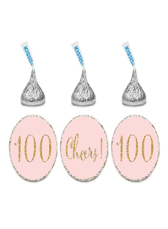 انداز بريس ملصقات أنداز برس الذهبية اللامعة على شكل قطرات شوكولاتة، تحمل عبارة "Cheers 100" (عيد ميلاد سعيد المئة)، أو "ذكرى سنوية"، أو "لم شمل"، لون وردي فاتح، عبوة من 216 ملصقًا، ليست لامعة حقيقية، لتوزيعات حفلات القبلات. - Image 1